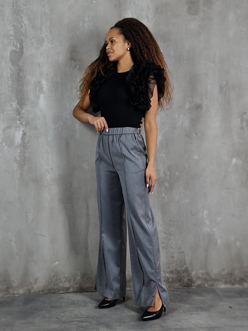 Топ ELSA.M с объемными рюшами на рукавах черный, фотография №3