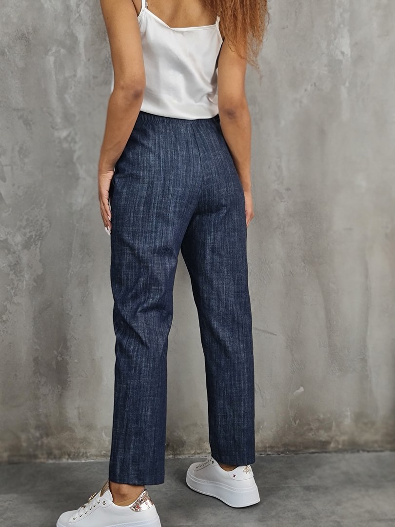 Брюки Barbara Alvisi с вышитыми стрелками на шнурках синие, фотография №3