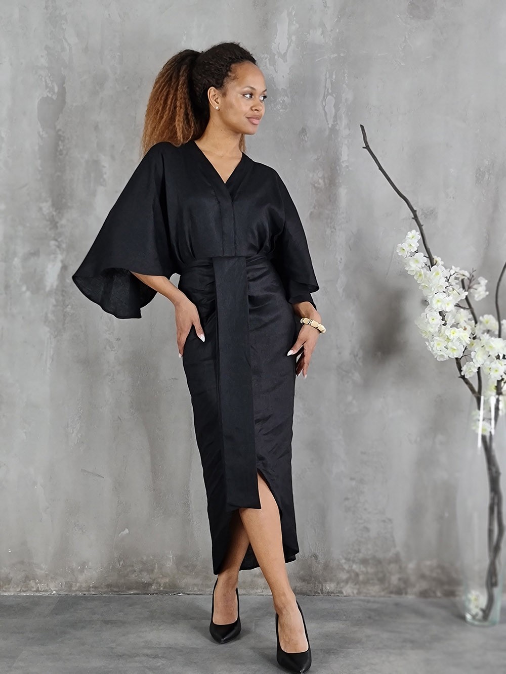 Платье CLOTHÉ с 3/4 рукавом черное, фотография №1
