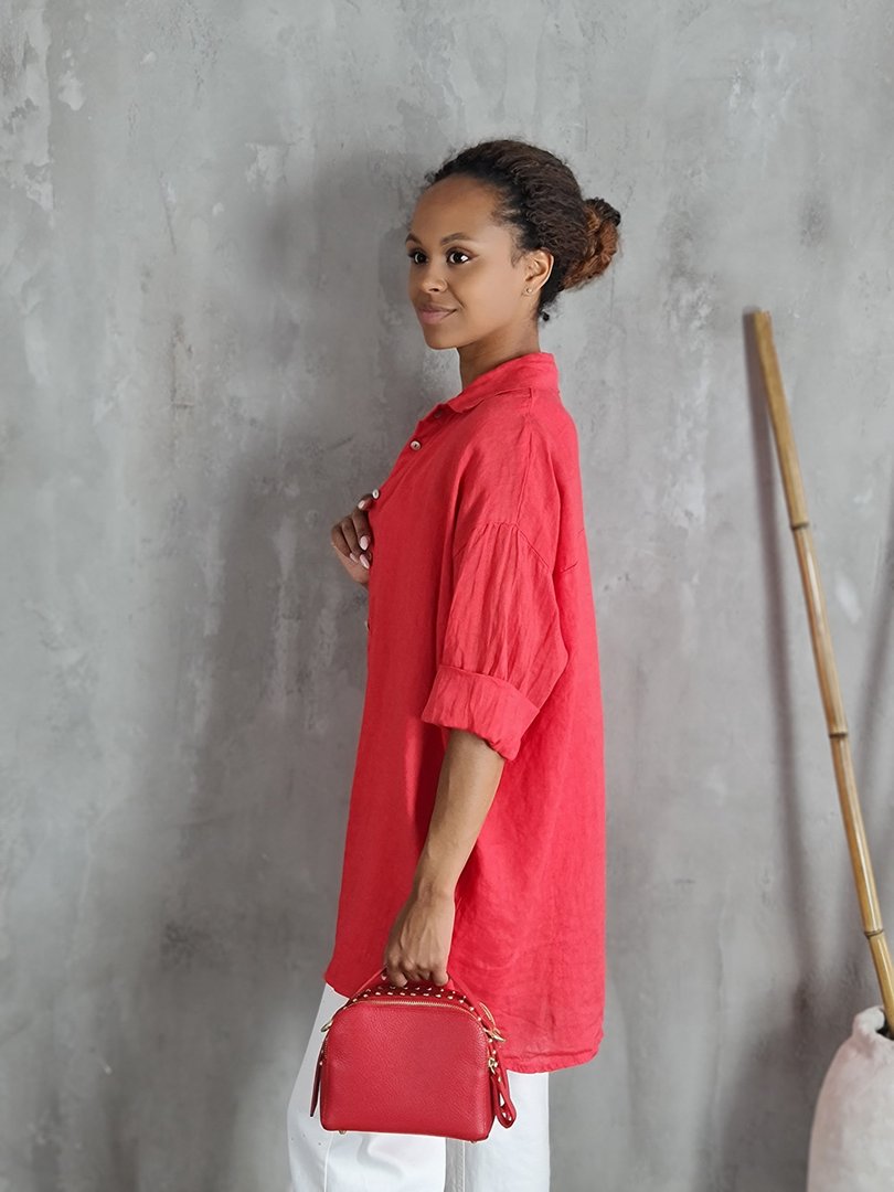 Рубашка MIHO'S льняная красная , фотография №4