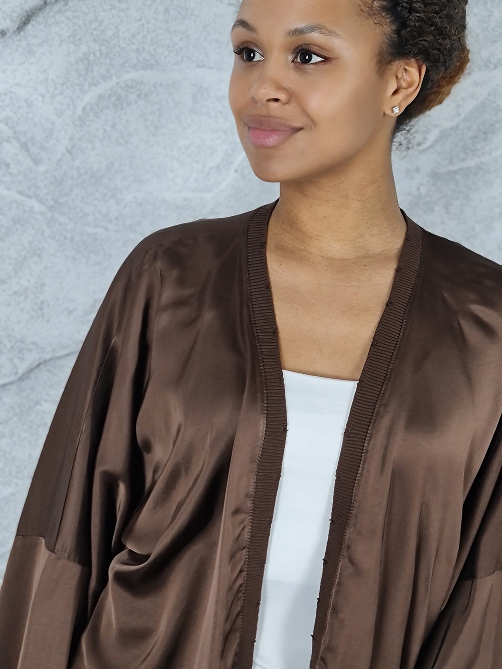 Кардиган Atelier Emi шелковистая вискоза шоколадный, фотография №3