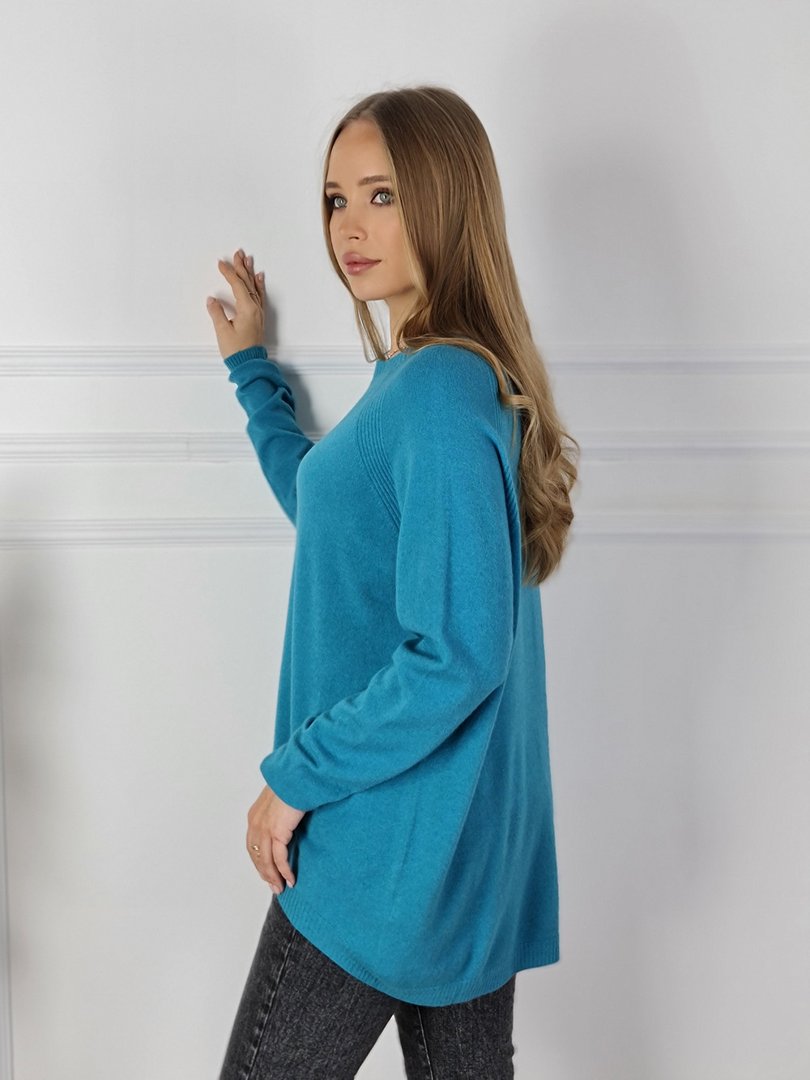 Джемпер J&J Couture укороченный спереди бирюзовый, фотография №2