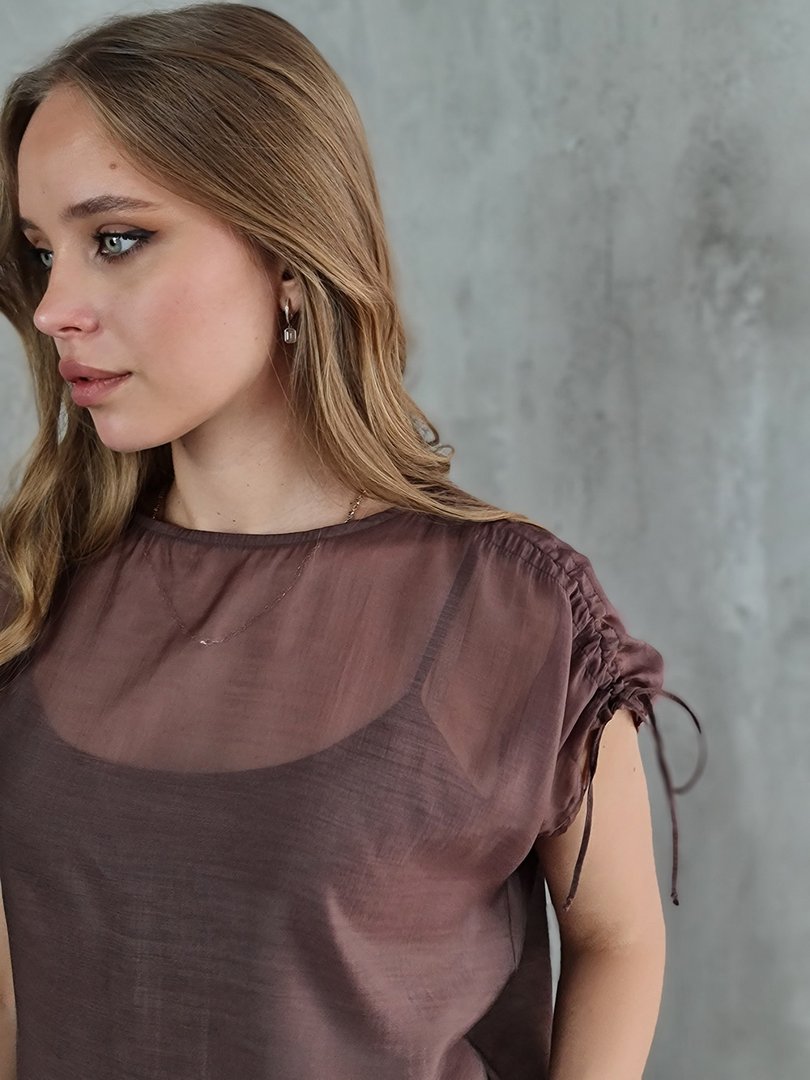 Костюм CLOTHÉ топ с завязками и брюки шоколадный, фотография №5
