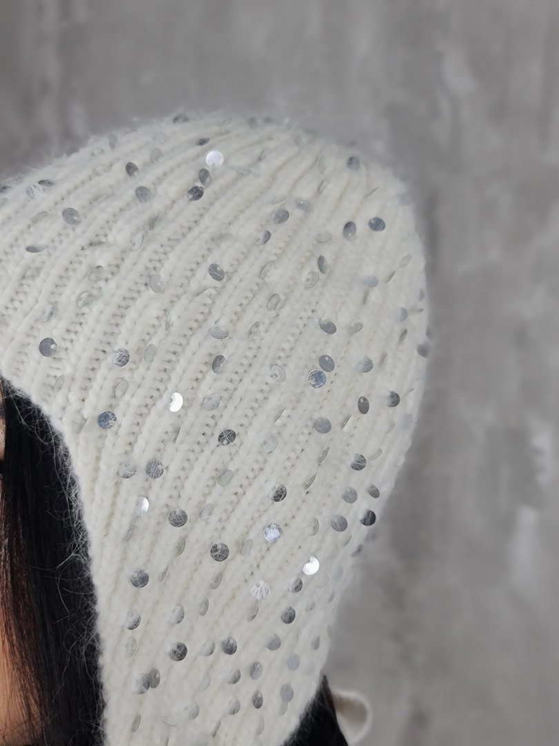 Шапка Alex Max с пайетками белая, фотография №4