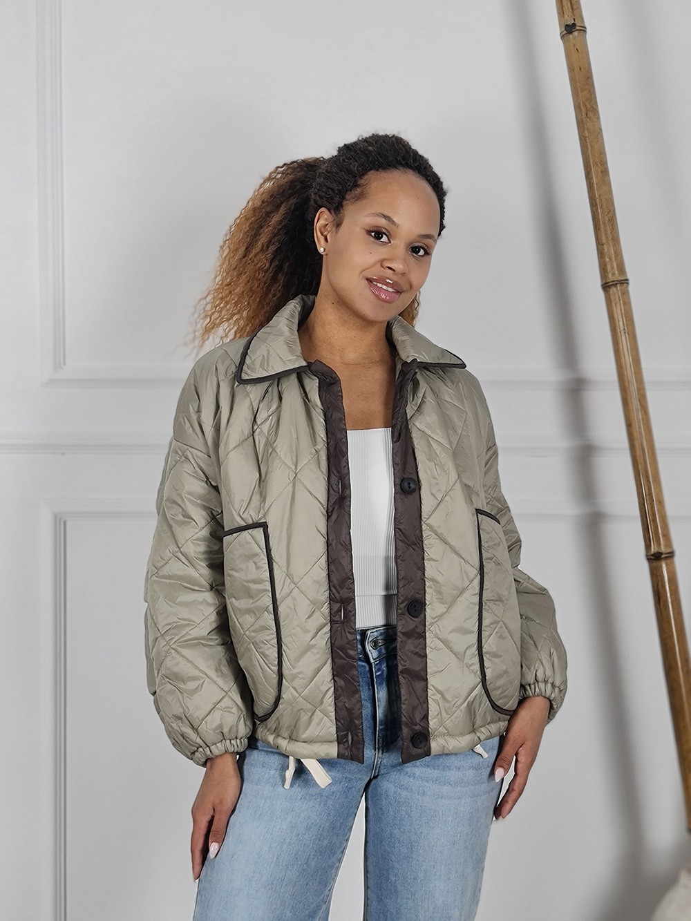 Куртка Souvenir на пуговицах с большими карманами хаки , фотография №1