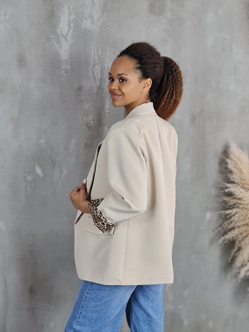 Пиджак Vanessa Scott с леопардовой подкладкой бежевый, фотография №4