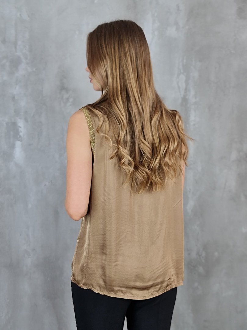 Топ My Little Italy с золотыми швами коричневый, фотография №2