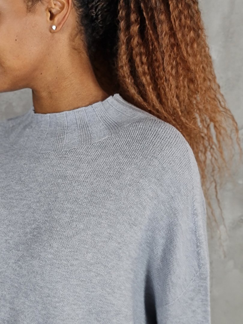 Джемпер Vicolo с воротником и низом в рубчик серый, фотография №3