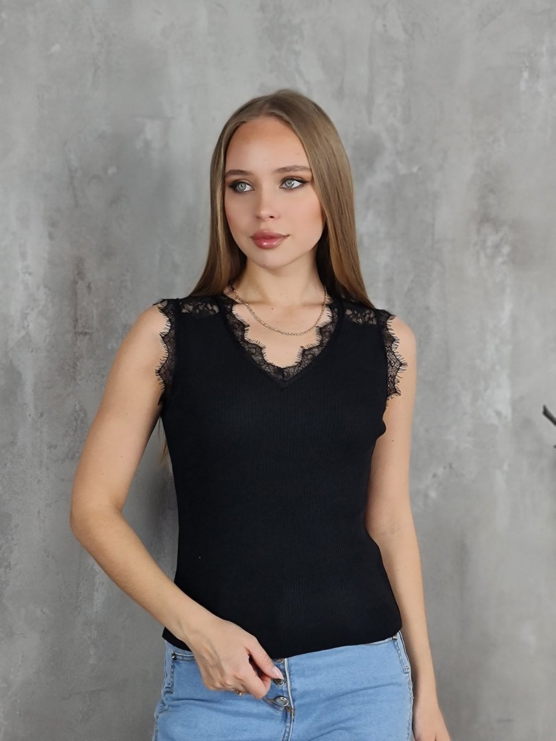 Топ MOCHY с прозрачной кружевной спинкой черный, фотография №1