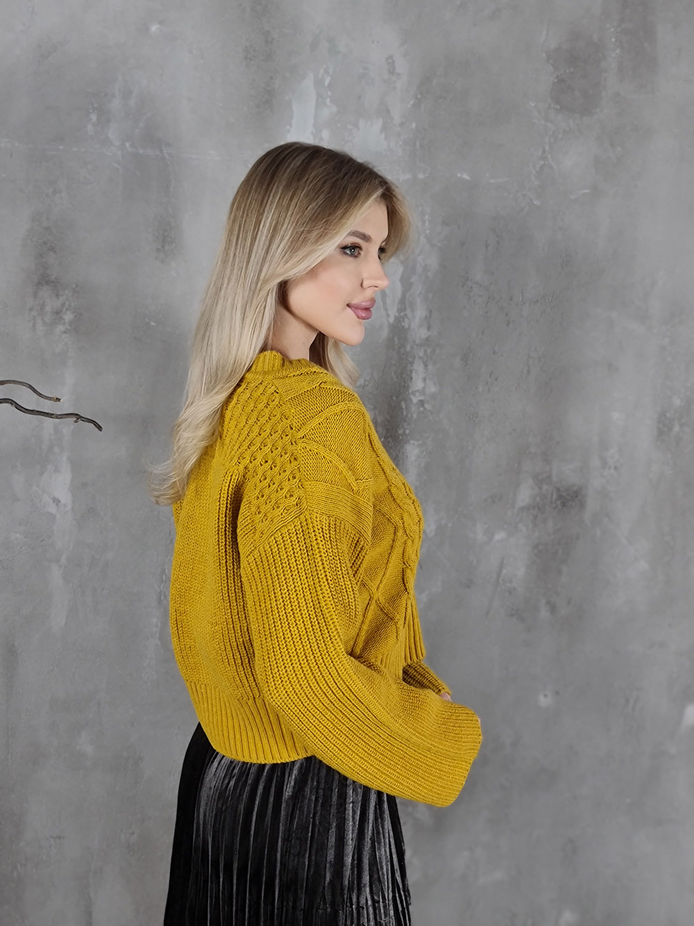 Imperial джемпер вязаные узоры v вырез желтый, фотография №4