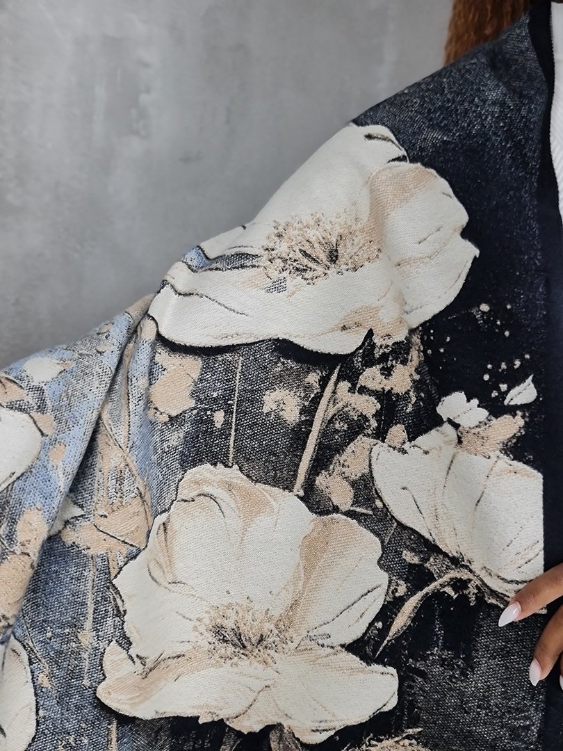 Палантин Katier с белым цветком серый , фотография №2