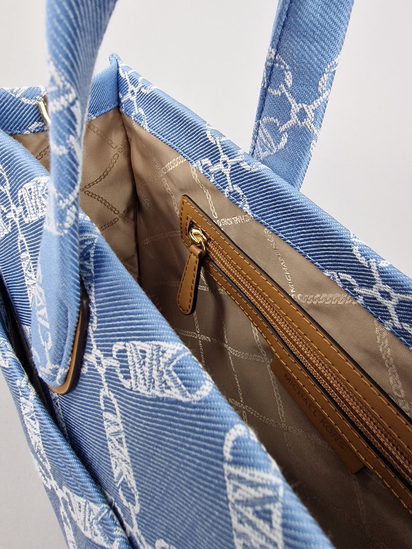 Сумка Michael Kors большая с белыми узорами синяя, фотография №6