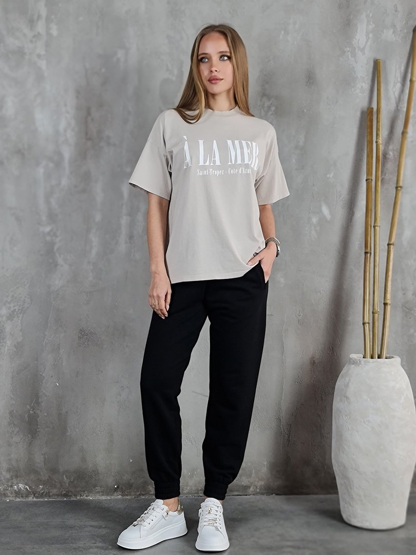Футболка Vicolo с надписью A LA MER бежевая, фотография №2