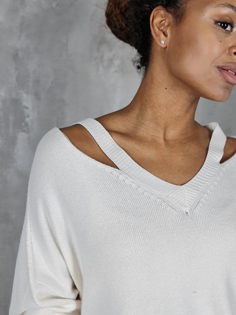 Джемпер Souvenir с вырезами на груди молочный, фотография №2