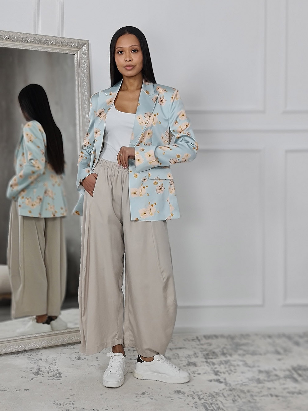 Брюки MIHOs тонкие багги серые , фотография №2