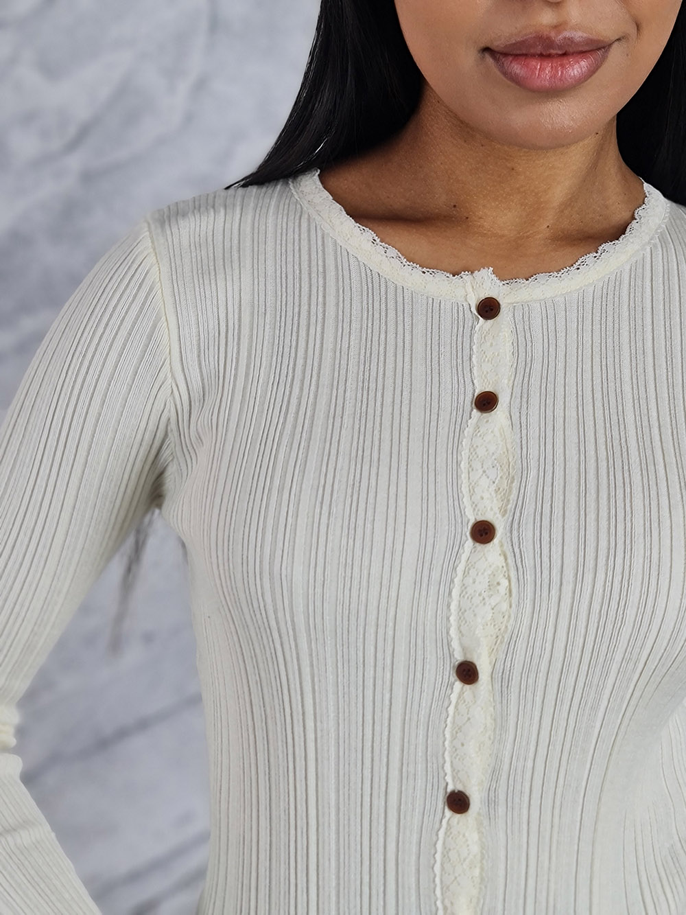 Кардиган ELSA.M с кружевом молочный, фотография №4