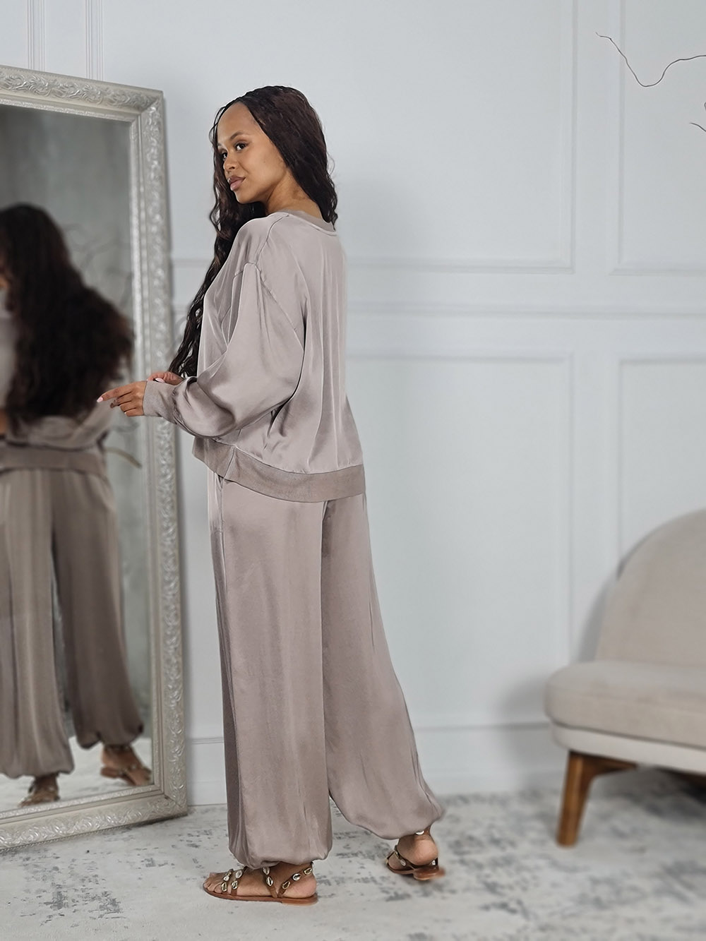 Костюм JNJ counture джемпер + брюки тауп, фотография №4