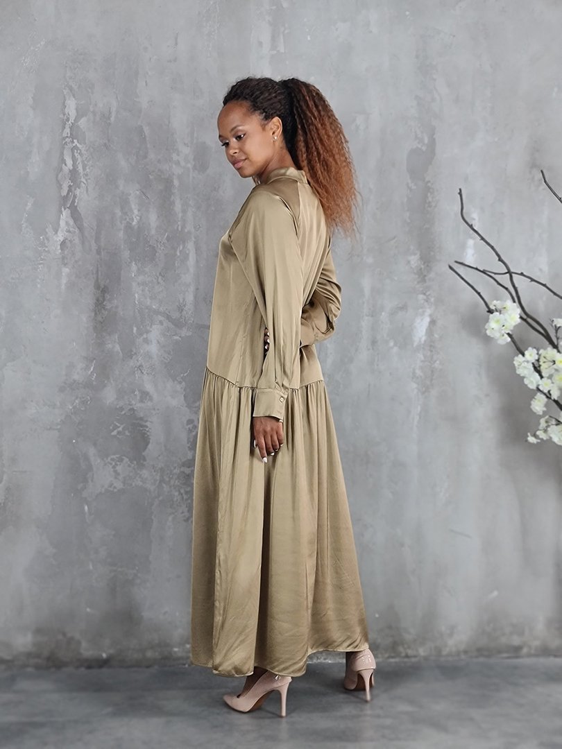 Платье CLOTHÉ длинное с пуговицами до середины песочное, фотография №3