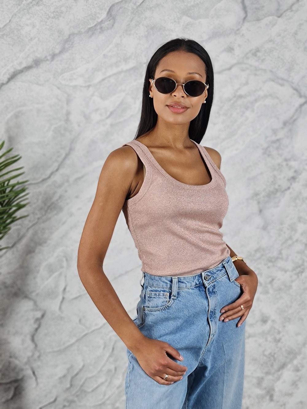 Топ Vicolo с люрексом абрикосовый, фотография №2