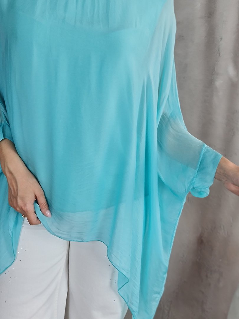 Туника Silk New свободная короткая бирюзовая, фотография №3