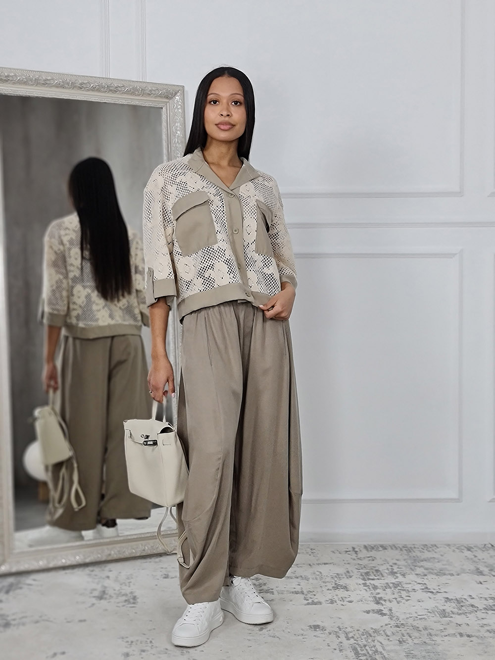 Брюки MIHOs тонкие багги оливка, фотография №2