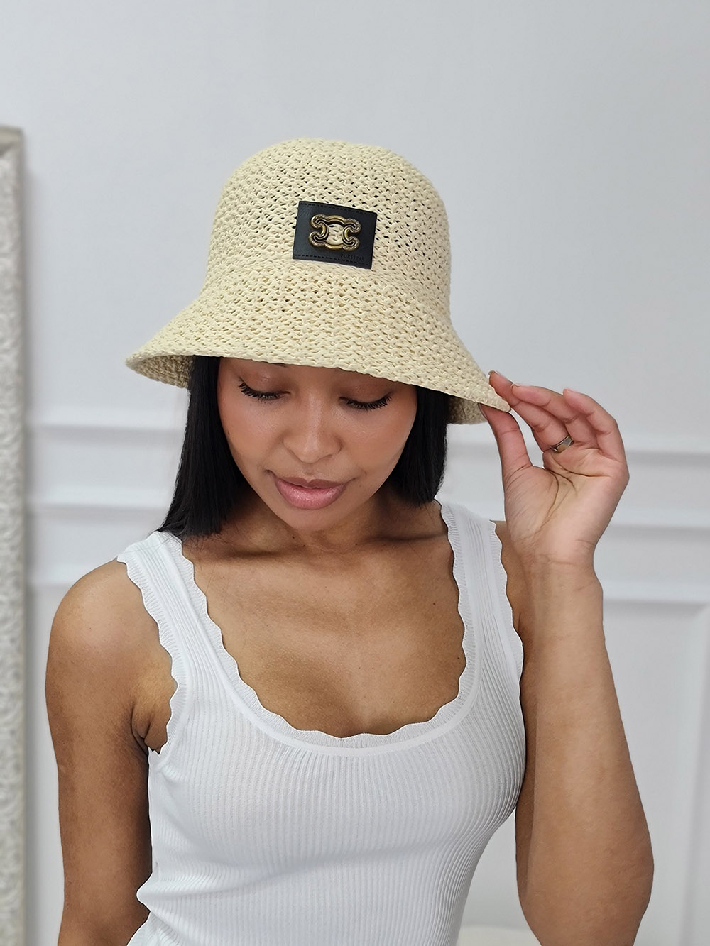 Панама с вставкой кремовая, фотография №3
