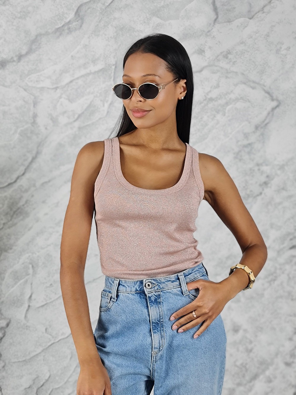 Топ Vicolo с люрексом абрикосовый, фотография №1