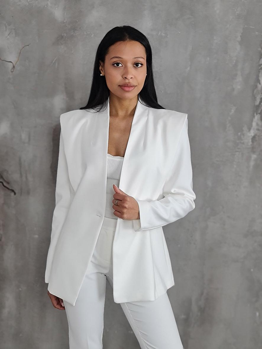 Пиджак Imperial приталенный на одной пуговице белый , фотография №1