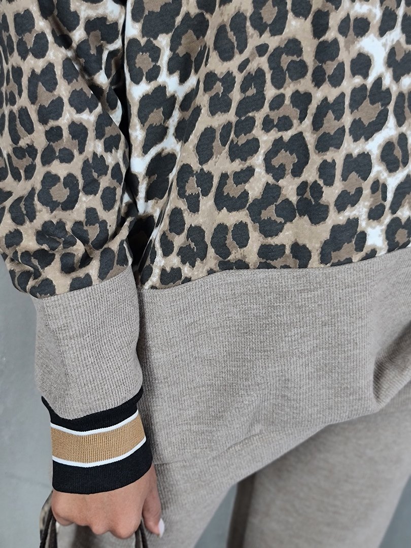 Костюм удлиненное худи на флисе с леопардом капучино, фотография №3