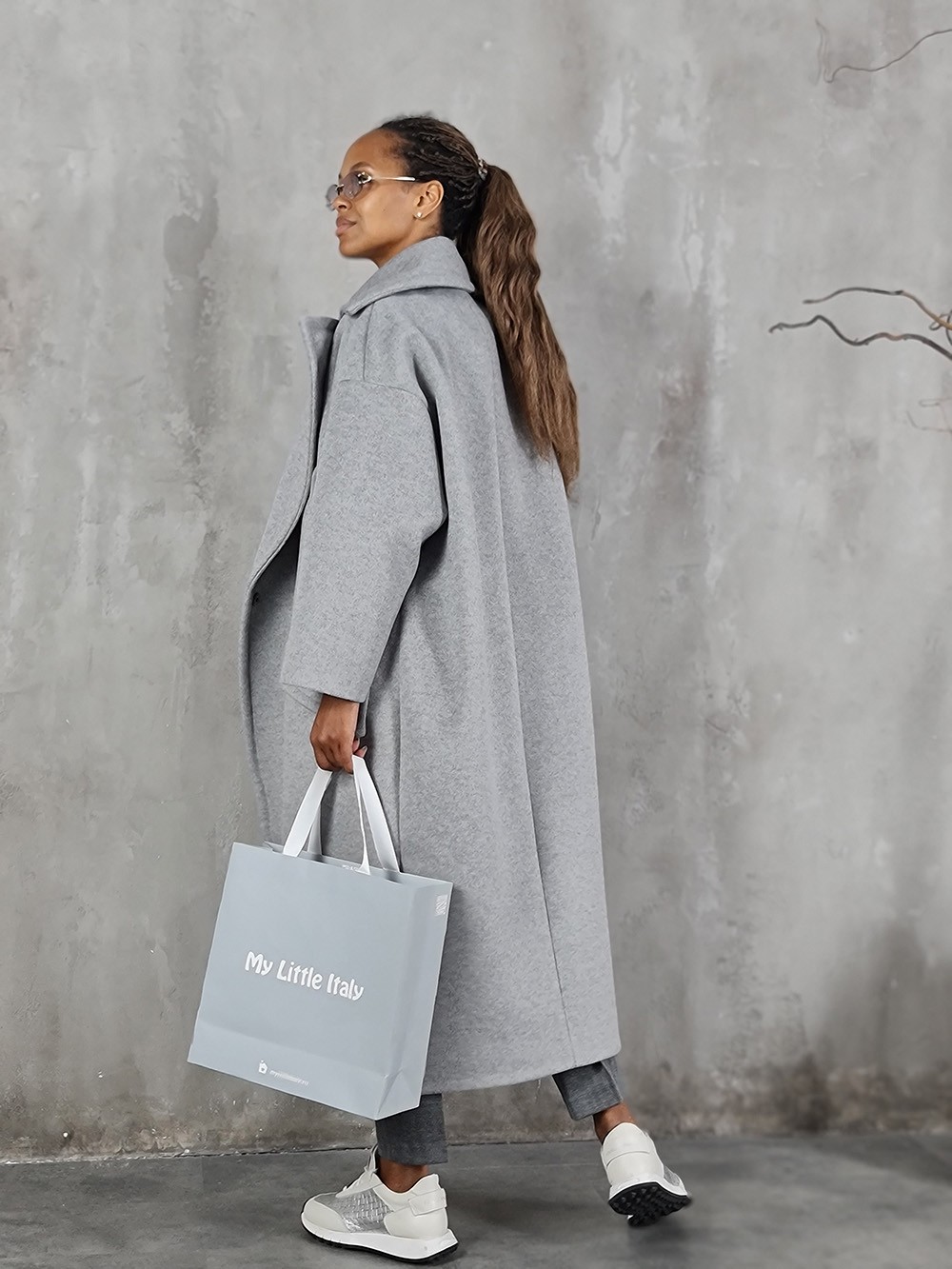 Пальто Imperial oversize с карманами серое, фотография №6