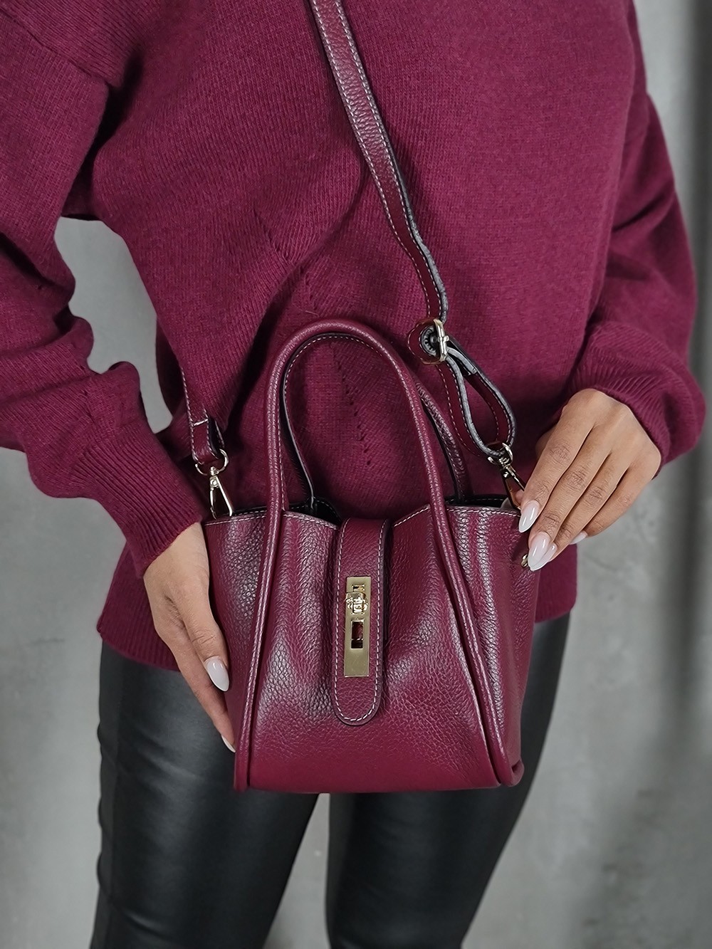 Сумка My Little Italy натуральная кожа маленькая винная, фотография №2