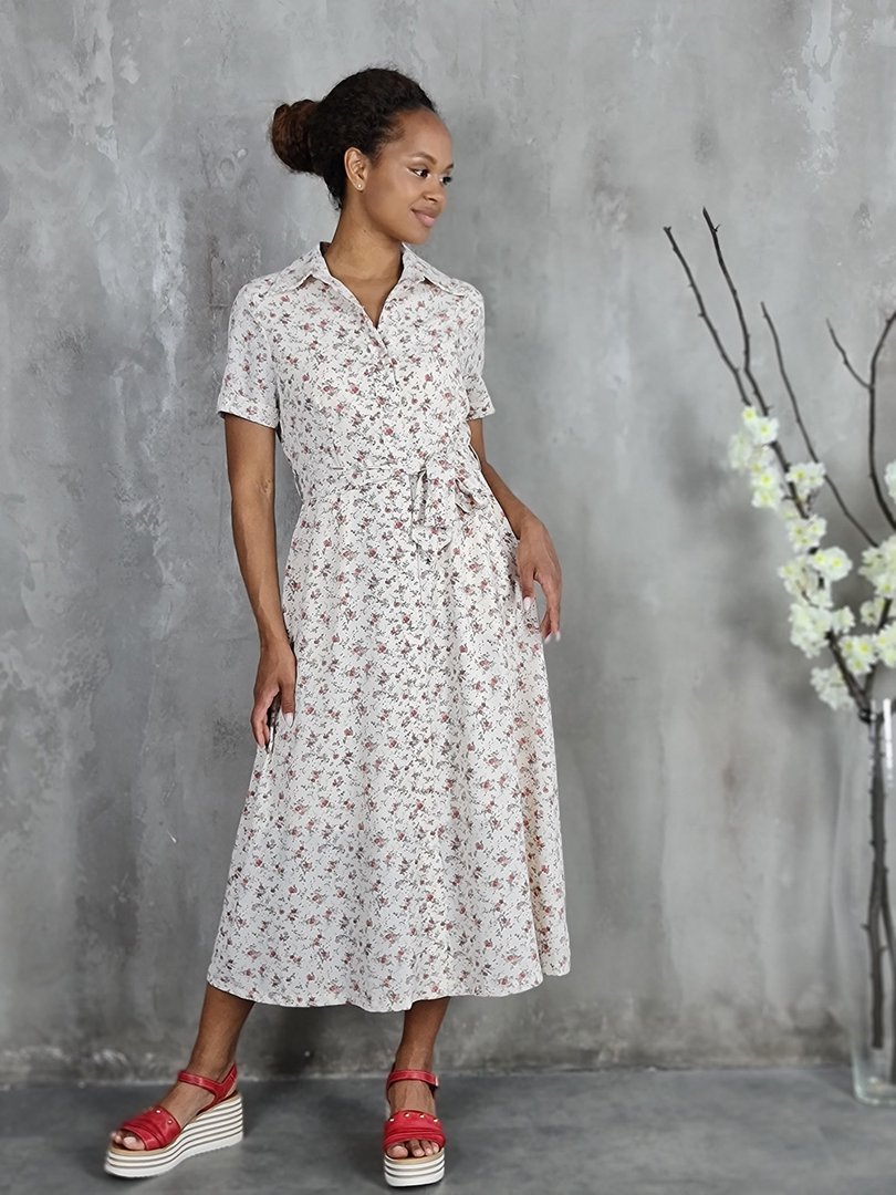 Платье li.fe style с принтом цветочков молочное, фотография №2