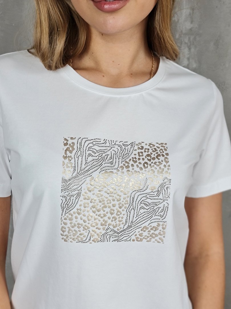 Футболка li.fe style с леопард принтом белая, фотография №2