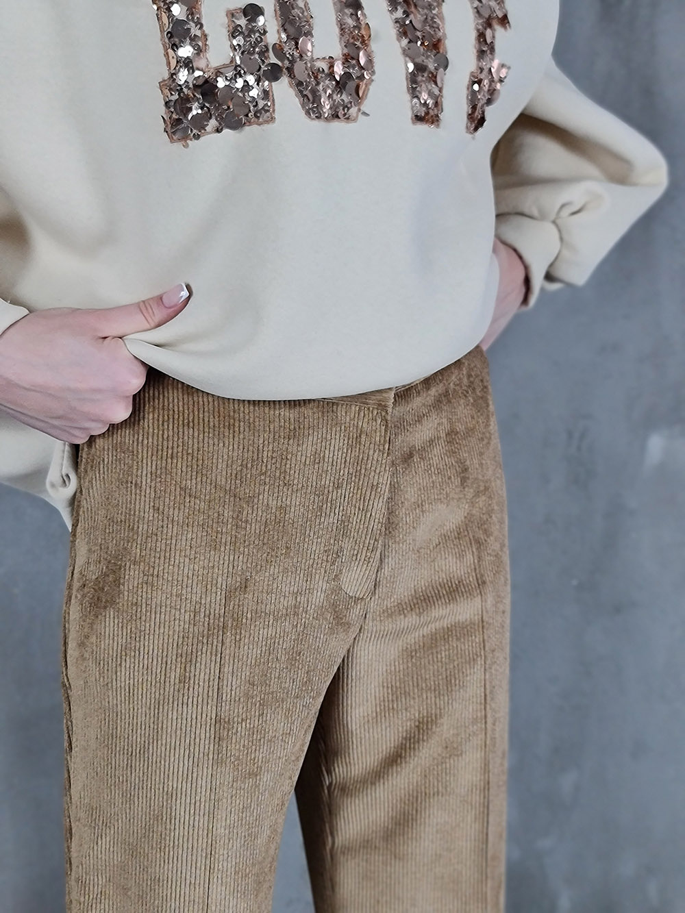 Imperial брюки вельветовые на молнии карамель, фотография №2