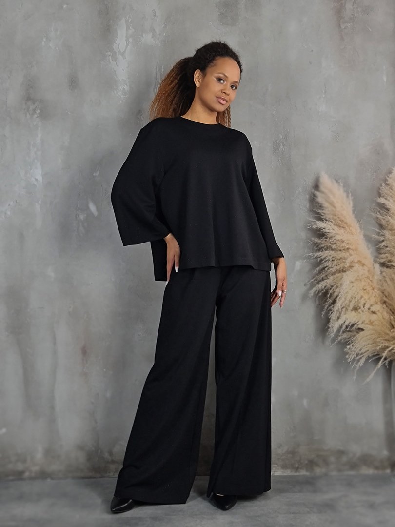 Костюм Vicolo рубашка и брюки со стразами черный, фотография №3