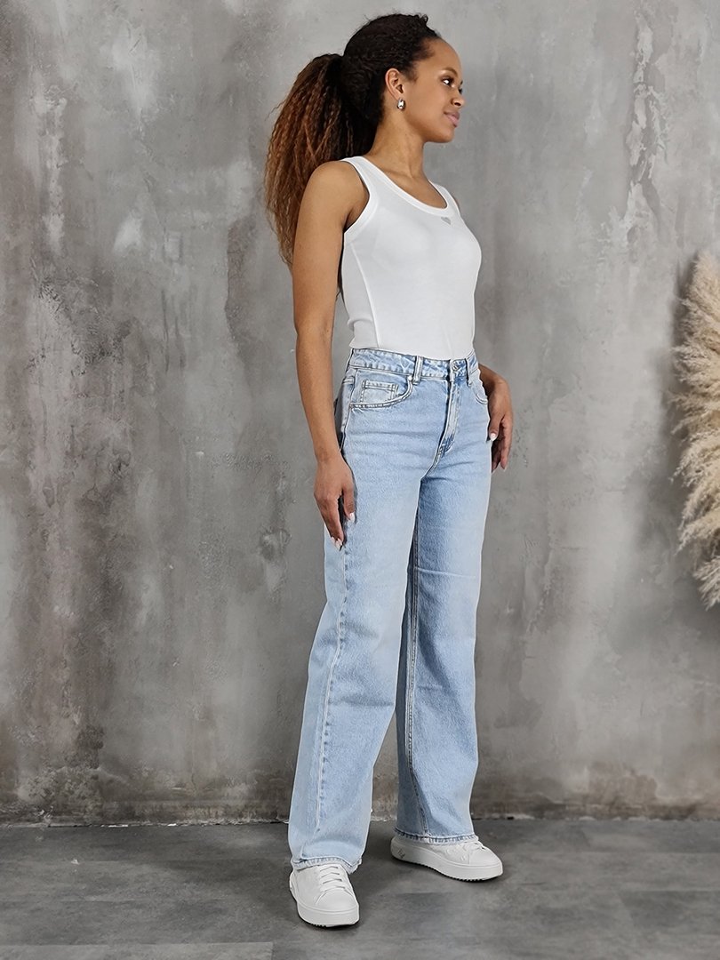 Джинсы Joleen прямые голубые с затертостями, фотография №2