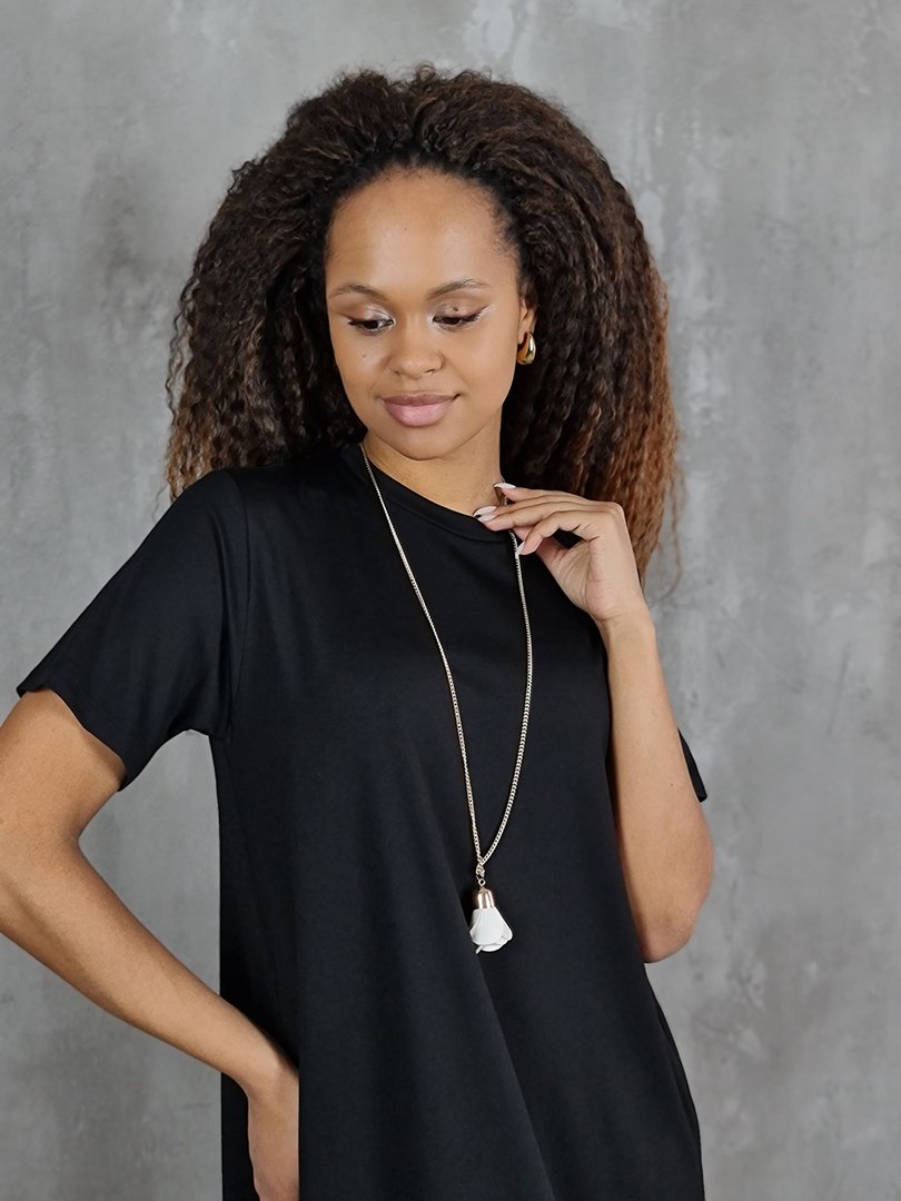 Платье Imperial свободное с кулоном цветком черное, фотография №5