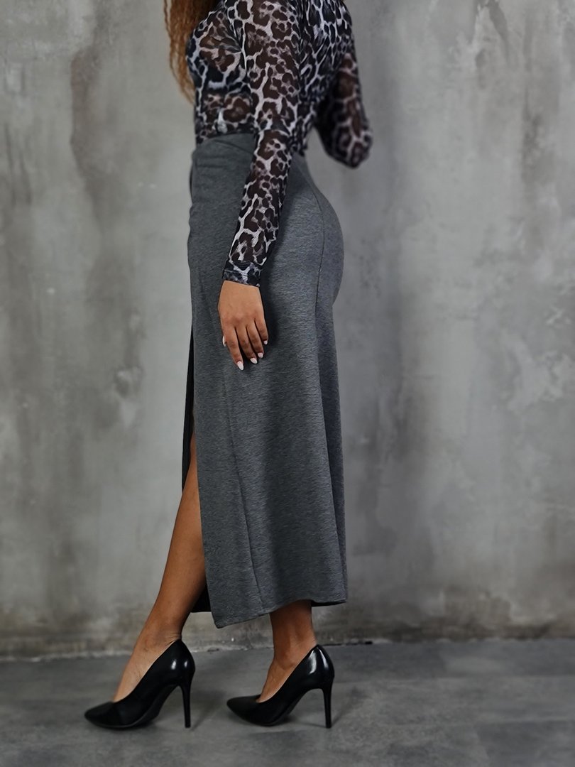 Юбка Vicolo с разрезом удлиненная серая , фотография №3