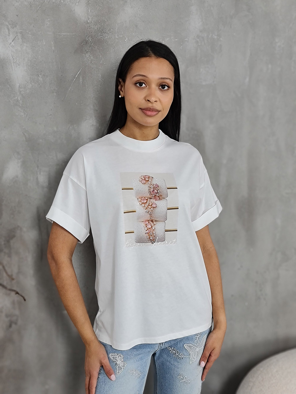 Футболка Imperial с принтом "украшения" белая , фотография №1