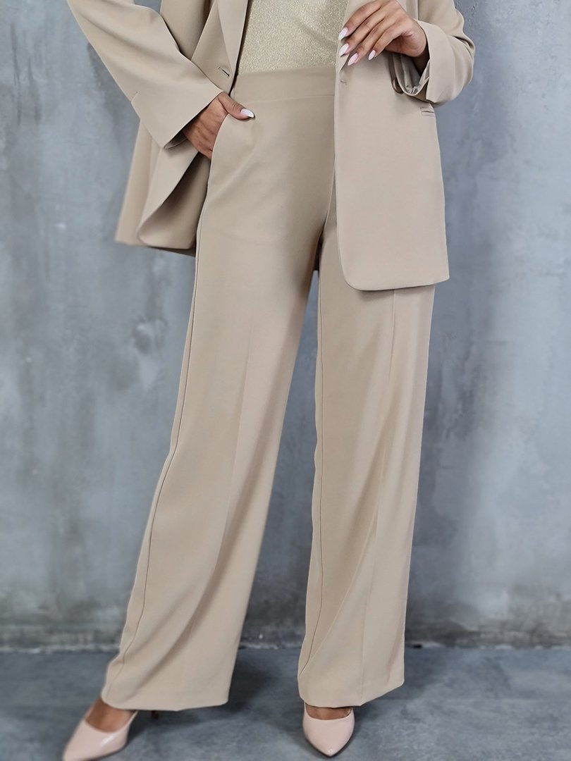 Брюки Imperial палаццо с карманами на резинке песочные, фотография №4