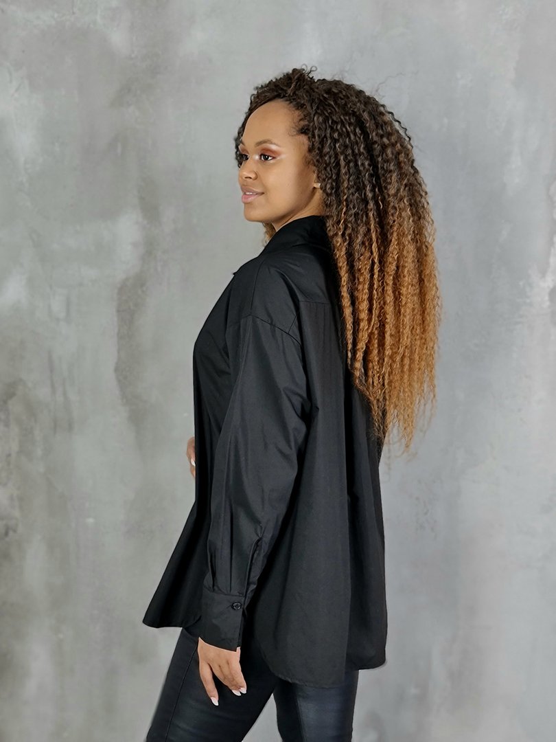 Рубашка MIHO'S с розой с правой стороны чёрная, фотография №3