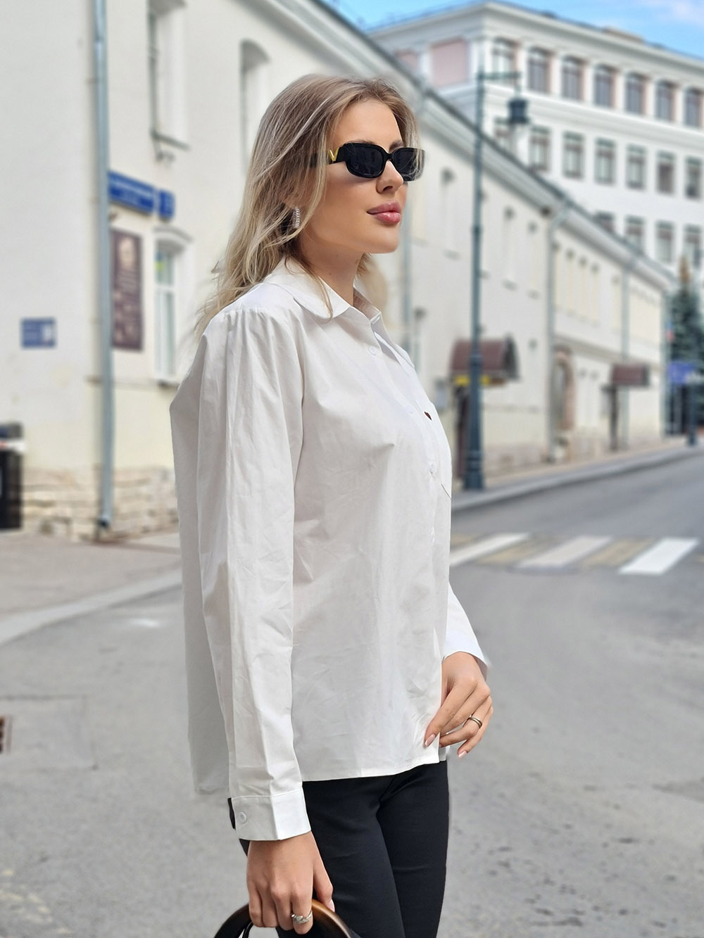 Рубашка J-Clair с сердечком на кармашке белая, фотография №3