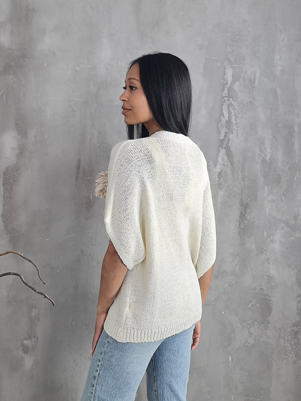 Жилет Motel с цветком на пуговицах кремовый, фотография №4