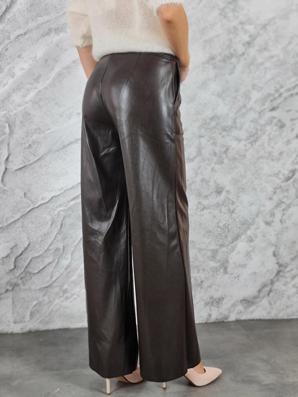 Брюки PAQUITO экокожа на пуговице шоколад, фотография №3