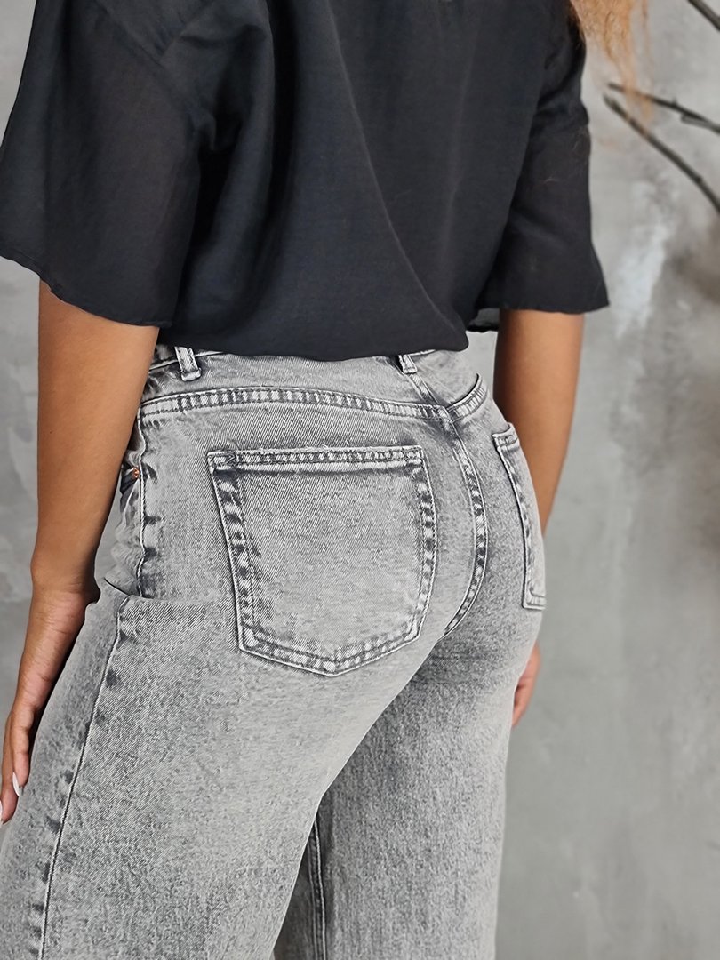 Джинсы Miss Bonbon прямые широкие графит , фотография №6