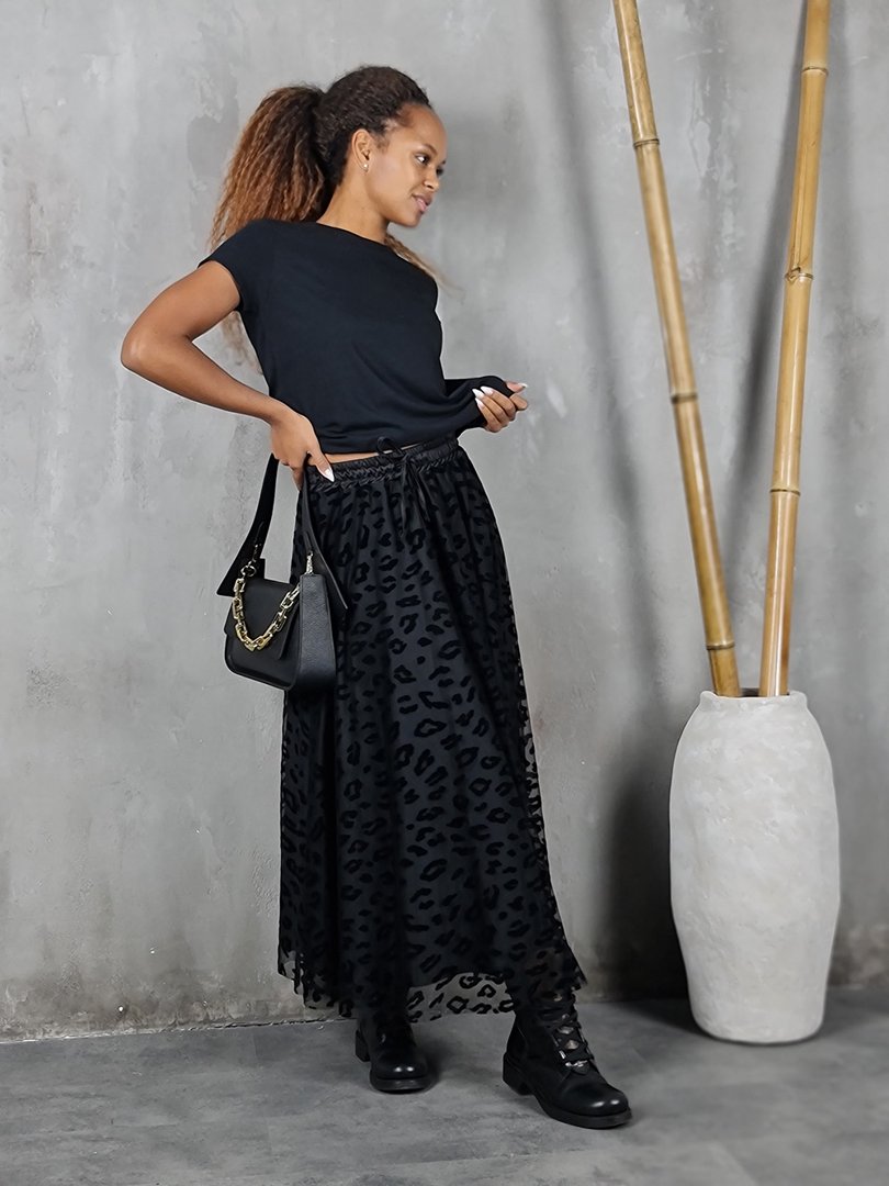 Юбка MIHO'S с леопардом черная, фотография №2