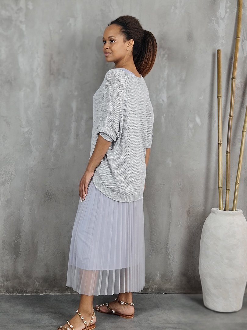 Платье Roberta Biagi джемпер с юбкой плиссе серое, фотография №3