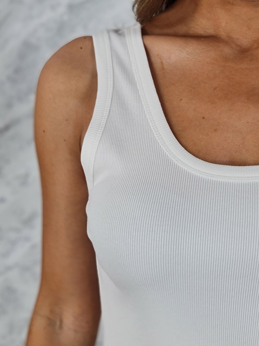 Топ WIYA базовый в рубчик белый, фотография №3