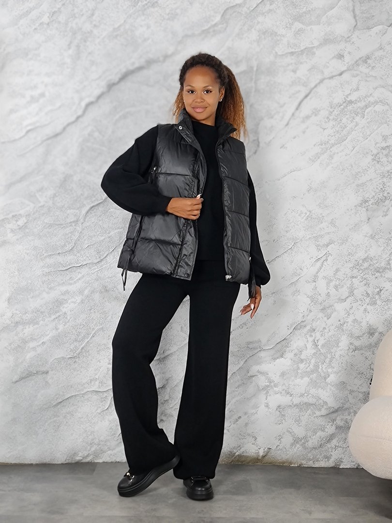 Костюм Lara тройка жилет джемпер брюки черный, фотография №2