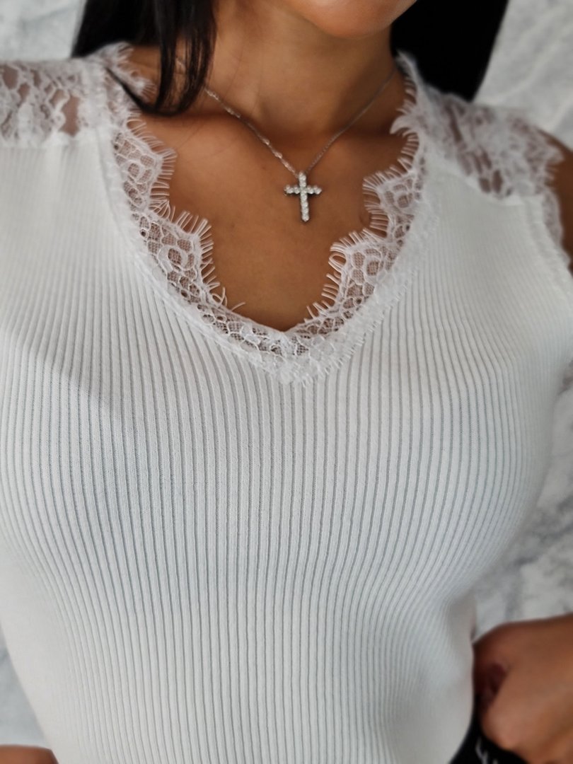 Топ MOCHY с прозрачной кружевной спинкой белый, фотография №2